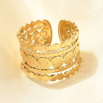 304 Stainless Steel Multi-layer Open Cuff Rings for Women STAS-Z108-03G-02-1