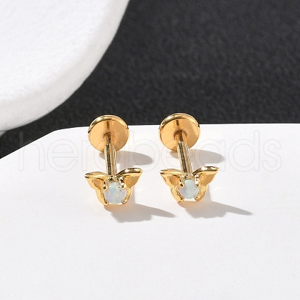 304 Stainless Steel Opal Stud Earrings EJEW-B143-01G-05-1