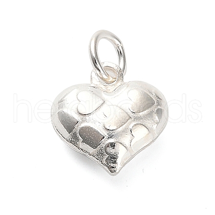925 Sterling Silver 3D Textured Heart Charms STER-U009-10S-02-1