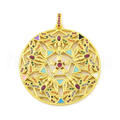 Real 18K Gold Plated Brass Micro Pave Cubic Zirconia Pendants KK-R159-41G-1