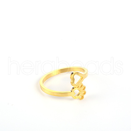 Stylish Adjustable Stainless Steel Paw Print Cuff Rings for Women CD3807-2-1