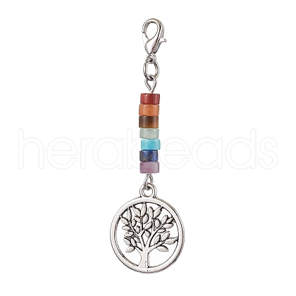 Alloy Tree of Life Pendant Decorations HJEW-JM02062-04-1
