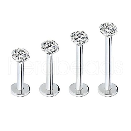 G23 Stainless Steel Clear Cubic Zirconia Threadless Labret Stud WG700A9-21-1