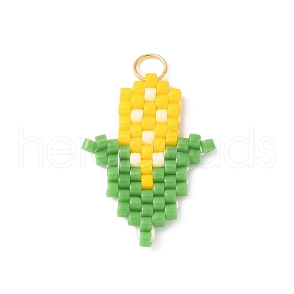 Handmade Glass Seed Beaded Corn Pendants PALLOY-MZ00605-1
