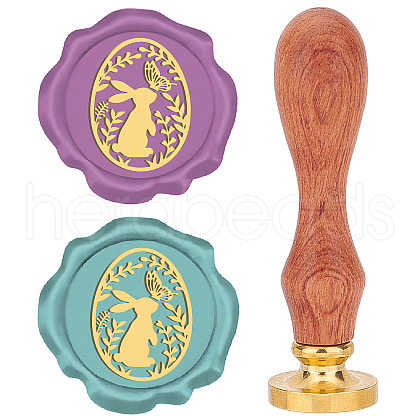 Brass Wax Seal Stamps with Wood Handle AJEW-WH0412-0076-1