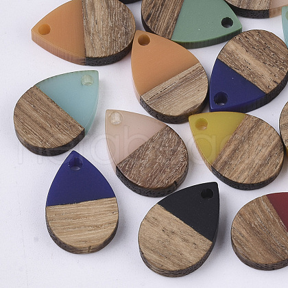 Resin & Walnut Wood Pendants X-RESI-T042-02-1