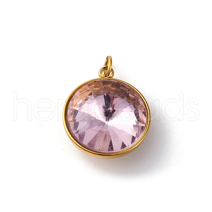 316 Stainless Steel Faceted Glass Pendants STAS-K258-46G-08-1