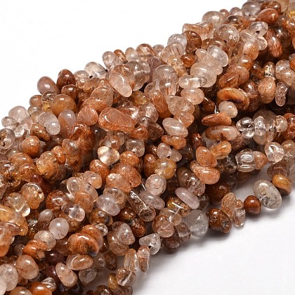 Natural Rutilated Quartz Chip Beads Strands X-G-E271-91-1