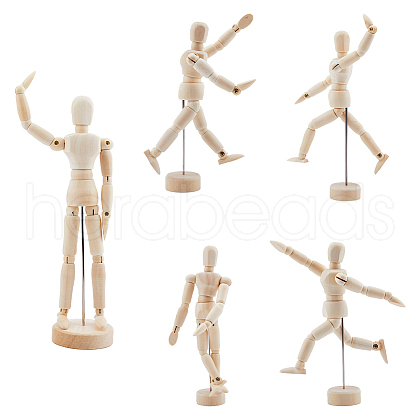 SUPERFINDINGS 3 Styles Unfinished Blank Wooden Puppet DIY-FH0006-97-1