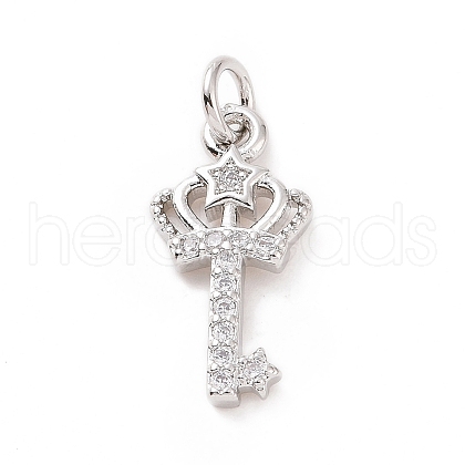 Brass Micro Pave Cubic Zirconia Pendants KK-C012-18P-1