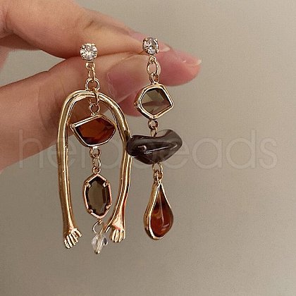 Zinc Alloy Resin Dangle Earrings FS-WG0D0C1-01-1