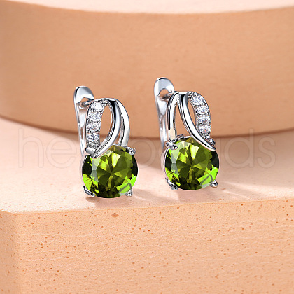 Brass Cubic Zirconia Stud Earrings WG92DFF-06-1