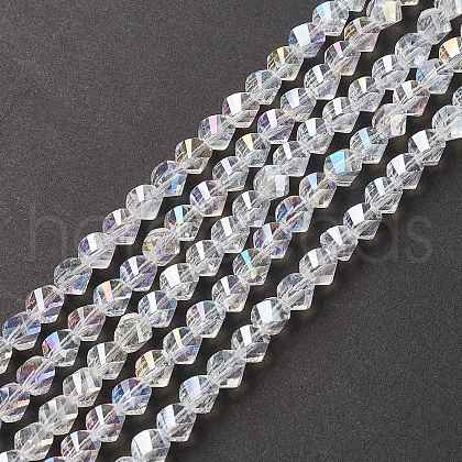 Electroplate Glass Beads Strands X-EGLA-R031-8mm-10-1