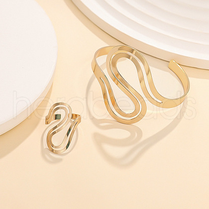 S Shape Alloy Cuff Bangles & Rings Sets FS-WG5B779-01-1