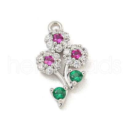 Rack Plating Brass Micro Pave Cubic Zirconia Pendants KK-P277-17P-1