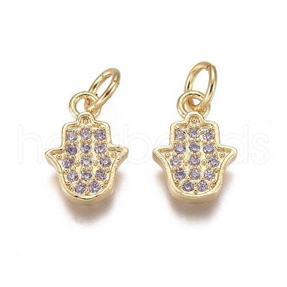 Religion Brass Micro Pave Cubic Zirconia Charms ZIRC-I038-14G-1