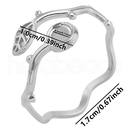 Fashionable 304 Stainless Steel Leaf Open Cuff Ring for Women PT1678-1-1