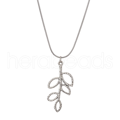 Leaf Alloy Pendant Necklaces NJEW-JN04942-1