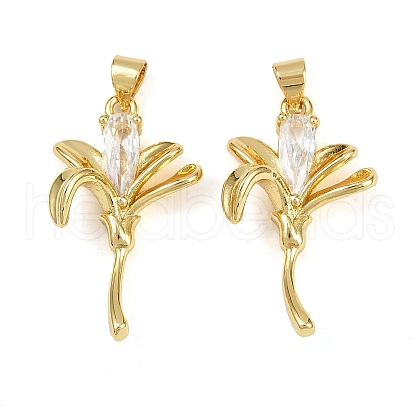 Brass Micro Pave Cubic Zirconia Pendants KK-S526-61G-1