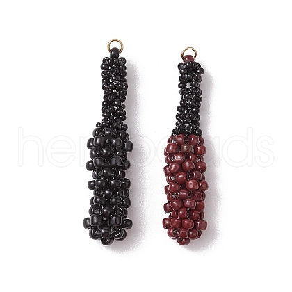 2Pcs 2 Colors Glass Seed Beaded Baseball Bat Pendants PALLOY-MZ00552-1