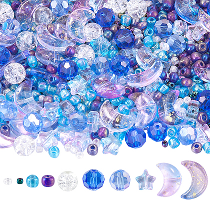 SUNNYCLUE Mixed Styles Transparent Glass Beads GLAA-SC0002-17D-1