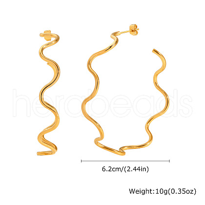 Wavy 304 Stainless Steel Stud Earrings FS-WG2DD65-03-1