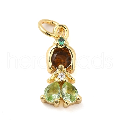 Rack Plating Brass with Cubic Zirconia Pendants KK-Q784-10G-01-1