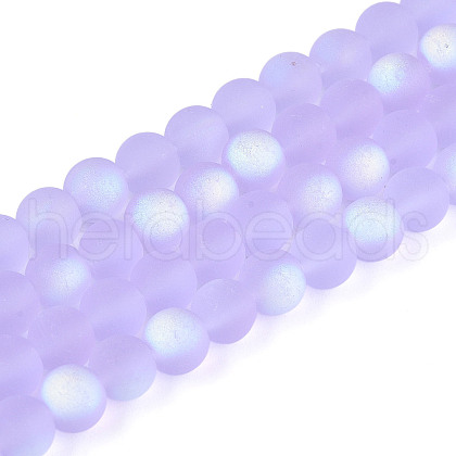 Frosted Transparent Glass Beads Strands GLAA-T032-T6mm-MBB01-1