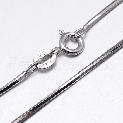 Anti-Tarnish Rhodium Plated Sterling Silver Snake Chain Necklaces NJEW-M153-15A-20-1