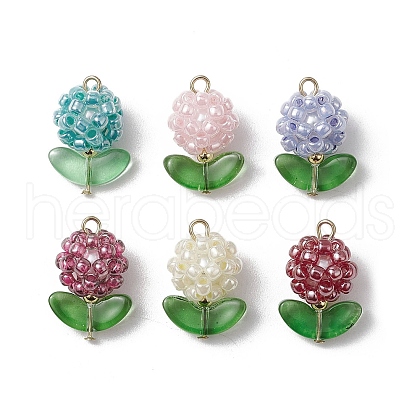Glass Seed Beads Pendants PALLOY-MZ00592-1
