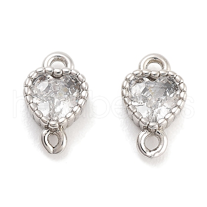 Brass Pave Clear Cubic Zirconia Connector Charms KK-P271-35P-1