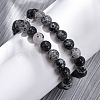 Natural Tourmaline Round Beaded Stretch Bracelets for Men Women BJEW-G743-01B-1