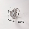 Brass Micro Pave Cubic Zirconia Rectangle Cuff Ring for Women IR0623-11-1