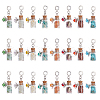 8Pcs 8 Styles Mixed Gemstone Chip Beads Glass Bottle European Dangle Charms PALLOY-AB00221-1