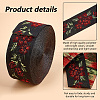 6.8M Flat Ethnic Style Polyester Jacquard Flower Ribbon OCOR-WH0082-133A-4