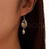 S925 Sterling Silver Shell Shape with Starfish Dangle Earrings EJEW-M096-02G-4