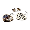 Heart with Word USA Wood Studs & Dangle Earrings Set SJEW-K002-02-2