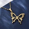 Hollow Butterfly 304 Stainless Steel Pendant Necklaces NJEW-M096-16G-5