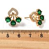 Flower Brass Micro Pave Clear Cubic Zirconia Stud Earrings for Women EJEW-G428-18G-01-6