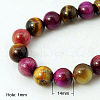 Natural Rose Tiger Eye(Dyed & Heated) and Yellow Tiger Eye(Dyed & Heated) Beads Strands G-G101-14mm-1-1