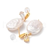 Rectangle Natural Pearl Stud Earrings for Women EJEW-E303-28G-2