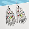 Ring & Feather Alloy & Glass Chandelier Earrings EJEW-G426-01AS-2