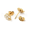 Enamel Clover with Crystal Rhinestone Stud Earrings with 316 Surgical Stainless Steel Pins EJEW-A081-12G-03-2