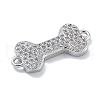 Rack Plating Brass Micro Pave Clear Cubic Zirconia Bone Connector Charms KK-A234-059P-2