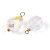 Electroplate Glass Teardrop Charms STAS-N110-13G-2
