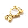 304 Stainless Steel Pave Natural White Shell Pendants STAS-C122-21F-02G-2