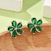 Flower Brass Micro Pave Cubic Zirconia Stud Earrings for Women EJEW-G428-28A-01-1