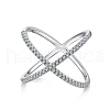 Rhodium Plated 925 Sterling Silver Micro Pave Clear Cubic Zirconia Finger Ring RJEW-F150-05B-P-1