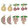 8Pcs 4 Style Real 18K Gold Plated Fruit Theme Brass Micro Pave Cubic Zirconia Pendants ZIRC-ZZ0001-06G-1