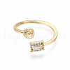 Brass Micro Pave Clear Cubic Zirconia Peg Bails Cuff Finger Ring Settings KK-S360-011-NF-3
